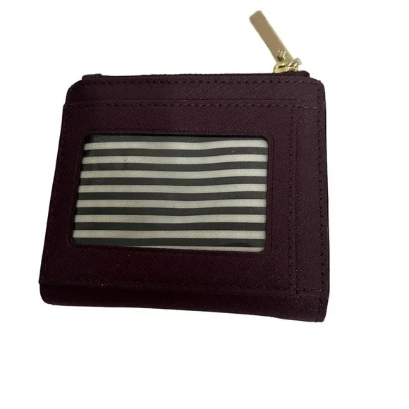 Kate Spade Perforated Cameron Street Burgandy Barrel Pocketbook & Billfold - Picture 14 of 16